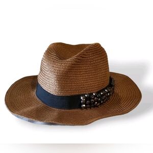 Elegant Brown Fedora with Black Sequin Band